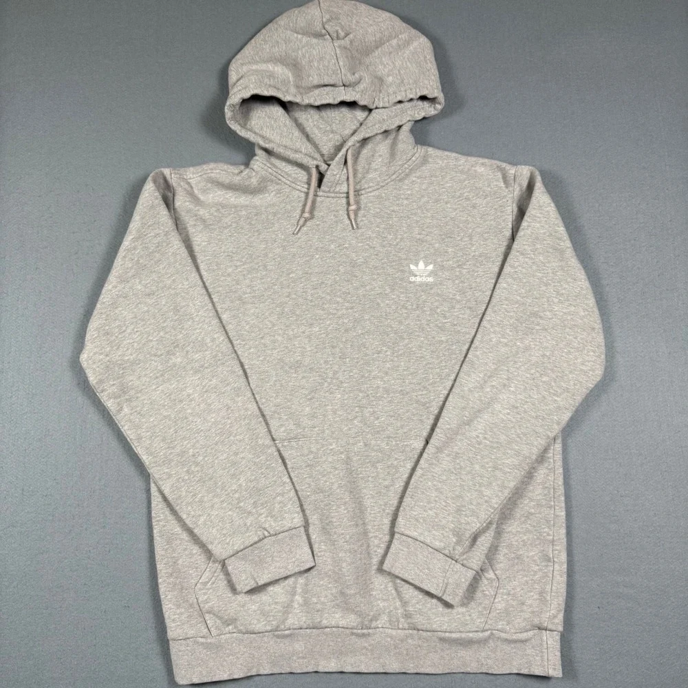 Adidas Hoodie Mens Large Gray Primegreen Trefoil Logo Pullover Sweatshirt L